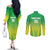 Custom Nigeria Cricket Couples Matching Off The Shoulder Long Sleeve Dress and Long Sleeve Button Shirt Come On Yellow Greens - Wonder Print Shop