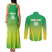 Custom Nigeria Cricket Couples Matching Tank Maxi Dress and Long Sleeve Button Shirt Come On Yellow Greens - Wonder Print Shop