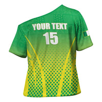 Custom Nigeria Cricket Cross Shoulder Shirt Come On Yellow Greens - Wonder Print Shop
