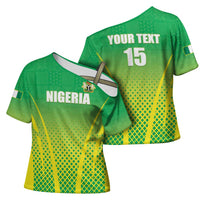 Custom Nigeria Cricket Cross Shoulder Shirt Come On Yellow Greens - Wonder Print Shop