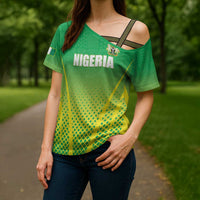 Custom Nigeria Cricket Cross Shoulder Shirt Come On Yellow Greens - Wonder Print Shop