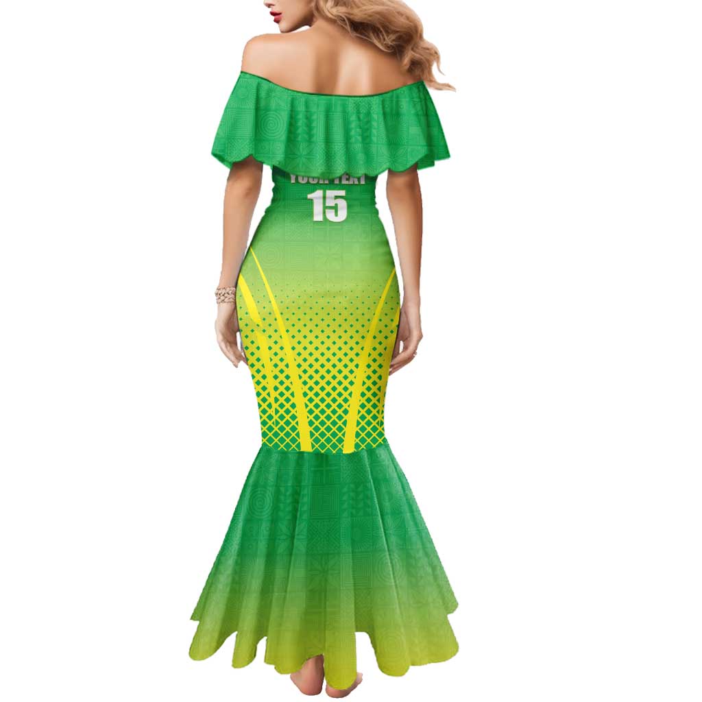 Custom Nigeria Cricket Family Matching Mermaid Dress and Hawaiian Shirt Come On Yellow Greens - Wonder Print Shop