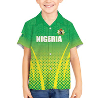 Custom Nigeria Cricket Family Matching Off The Shoulder Long Sleeve Dress and Hawaiian Shirt Come On Yellow Greens - Wonder Print Shop