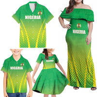 Custom Nigeria Cricket Family Matching Off Shoulder Maxi Dress and Hawaiian Shirt Come On Yellow Greens - Wonder Print Shop