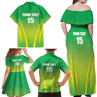 Custom Nigeria Cricket Family Matching Off Shoulder Maxi Dress and Hawaiian Shirt Come On Yellow Greens - Wonder Print Shop