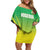 Custom Nigeria Cricket Family Matching Off Shoulder Short Dress and Hawaiian Shirt Come On Yellow Greens - Wonder Print Shop