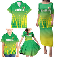 Custom Nigeria Cricket Family Matching Puletasi and Hawaiian Shirt Come On Yellow Greens - Wonder Print Shop