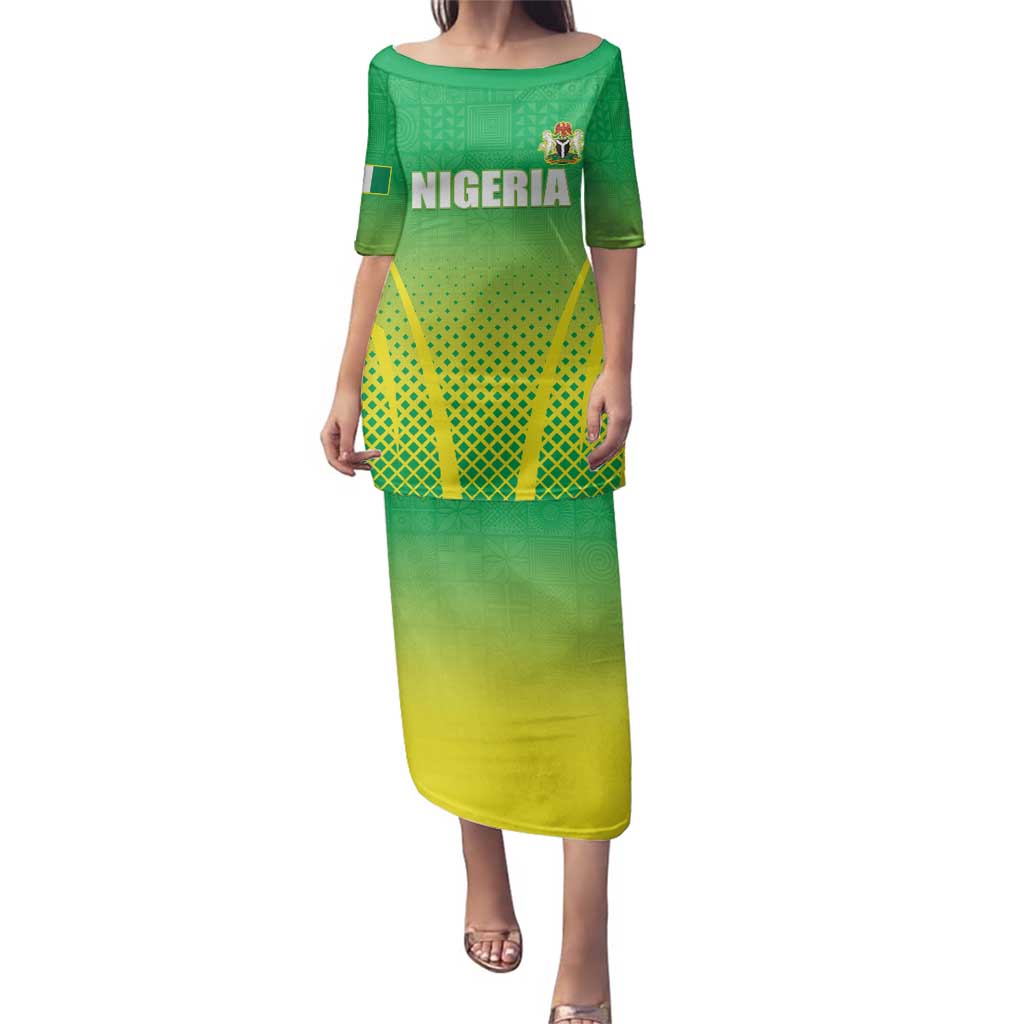 Custom Nigeria Cricket Family Matching Puletasi and Hawaiian Shirt Come On Yellow Greens - Wonder Print Shop