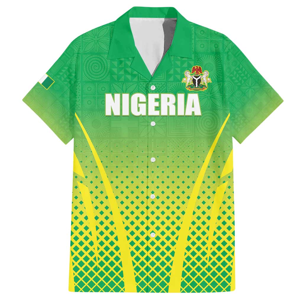 Custom Nigeria Cricket Family Matching Short Sleeve Bodycon Dress and Hawaiian Shirt Come On Yellow Greens - Wonder Print Shop