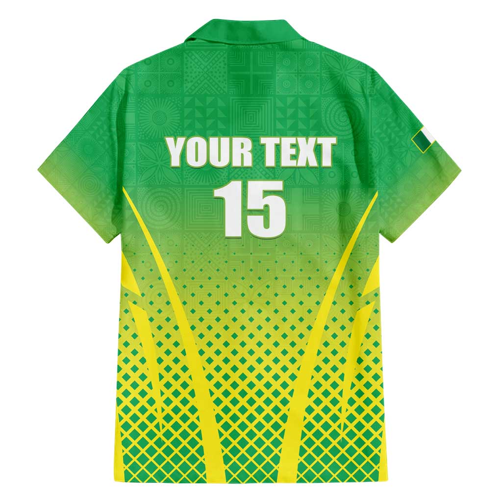 Custom Nigeria Cricket Family Matching Short Sleeve Bodycon Dress and Hawaiian Shirt Come On Yellow Greens - Wonder Print Shop