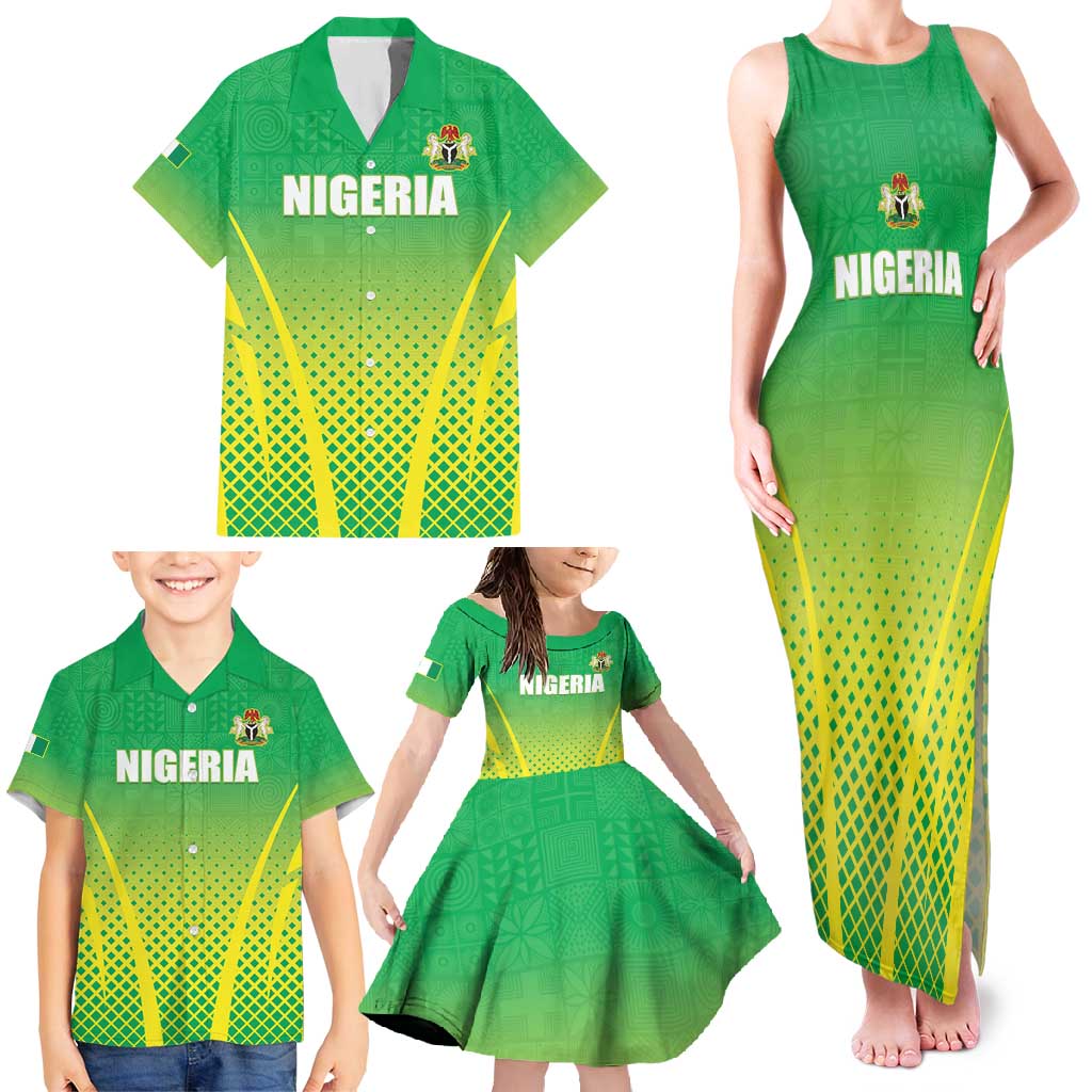 Custom Nigeria Cricket Family Matching Tank Maxi Dress and Hawaiian Shirt Come On Yellow Greens - Wonder Print Shop