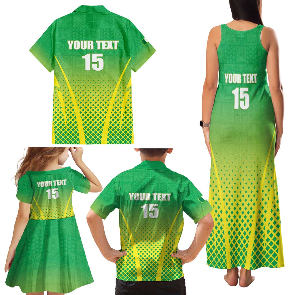 Custom Nigeria Cricket Family Matching Tank Maxi Dress and Hawaiian Shirt Come On Yellow Greens - Wonder Print Shop
