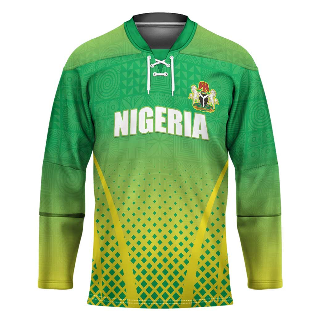 Custom Nigeria Cricket Hockey Jersey Come On Yellow Greens - Wonder Print Shop