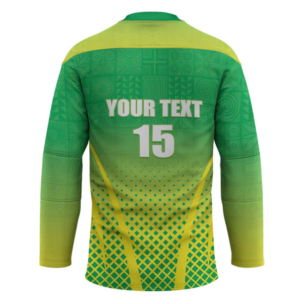 Custom Nigeria Cricket Hockey Jersey Come On Yellow Greens - Wonder Print Shop