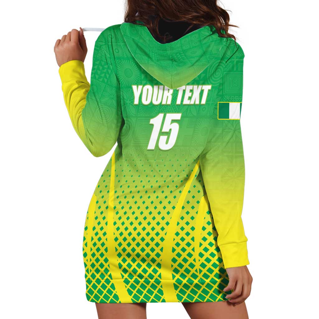 Custom Nigeria Cricket Hoodie Dress Come On Yellow Greens - Wonder Print Shop