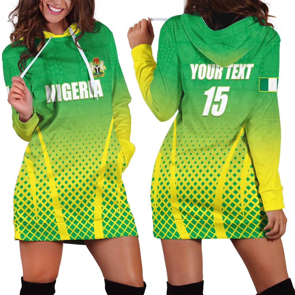 Custom Nigeria Cricket Hoodie Dress Come On Yellow Greens - Wonder Print Shop
