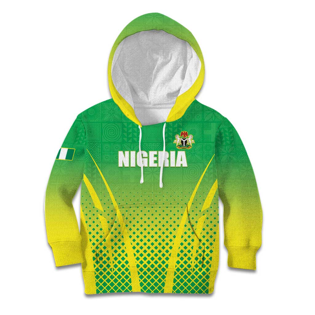 Custom Nigeria Cricket Kid Hoodie Come On Yellow Greens - Wonder Print Shop