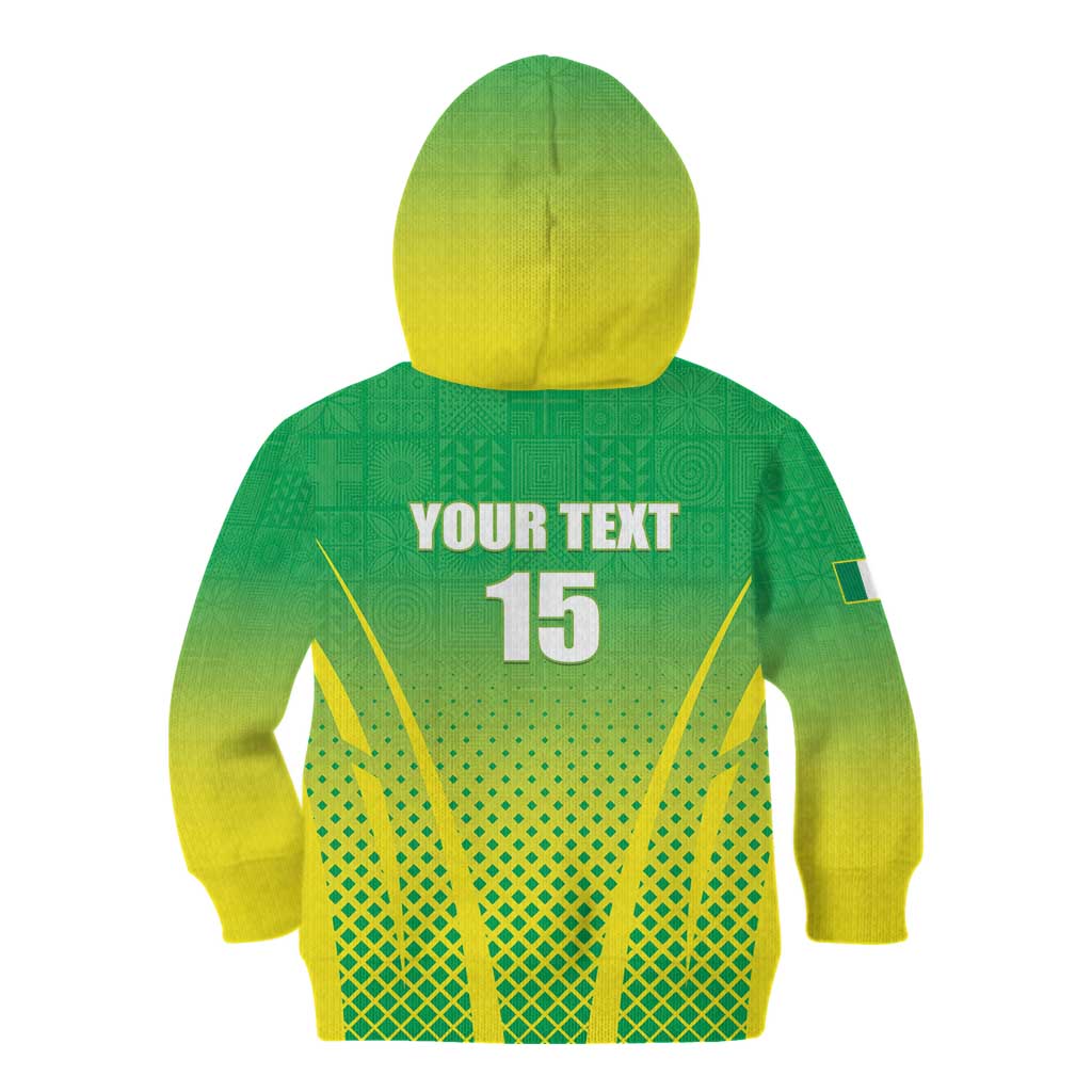 Custom Nigeria Cricket Kid Hoodie Come On Yellow Greens - Wonder Print Shop