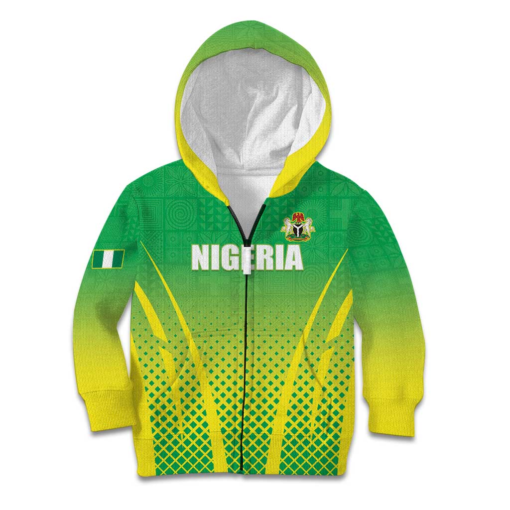 Custom Nigeria Cricket Kid Hoodie Come On Yellow Greens - Wonder Print Shop