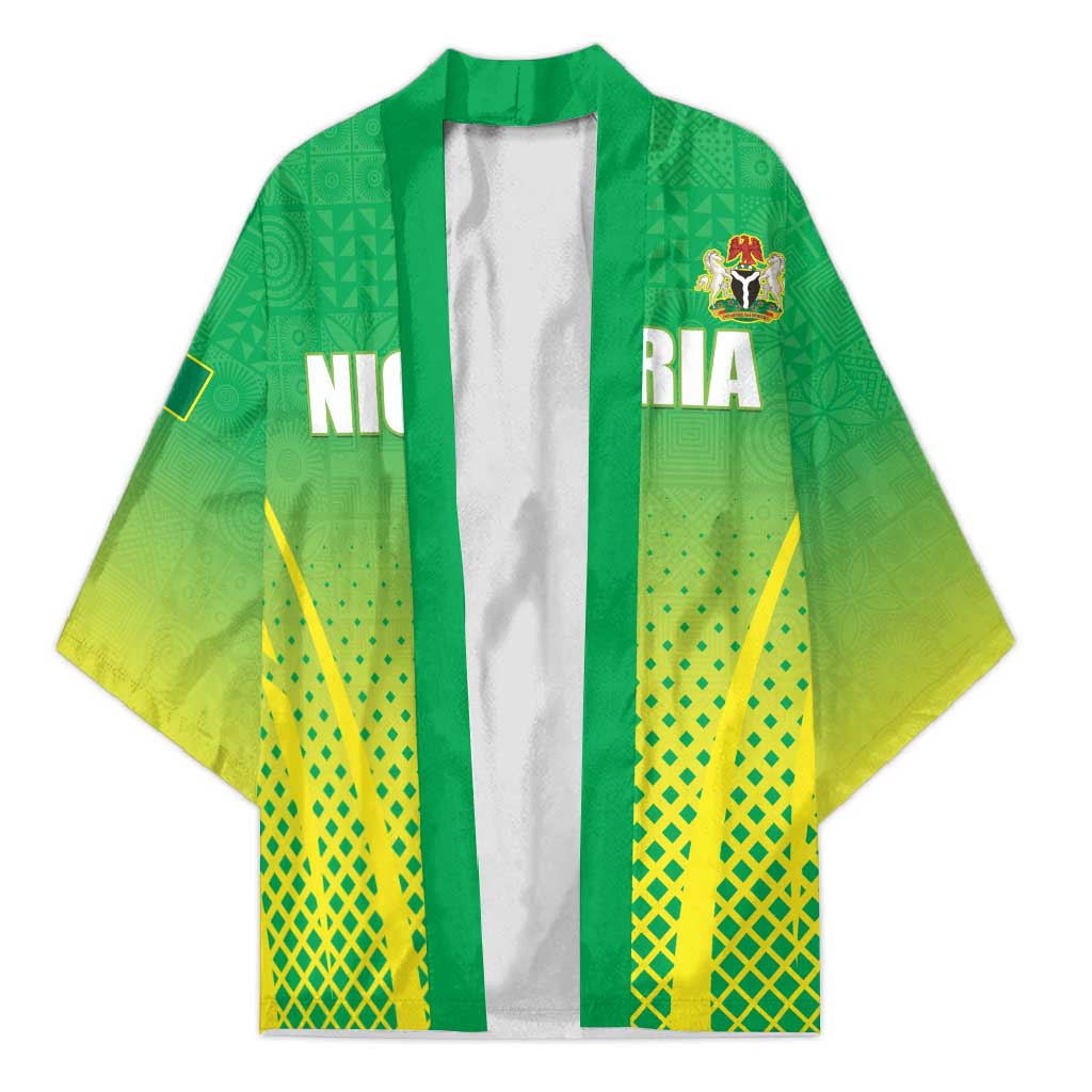 Custom Nigeria Cricket Kimono Come On Yellow Greens - Wonder Print Shop