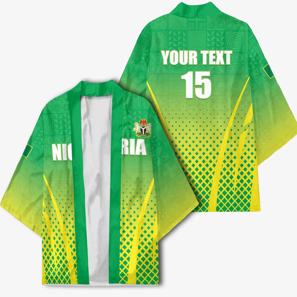 Custom Nigeria Cricket Kimono Come On Yellow Greens - Wonder Print Shop