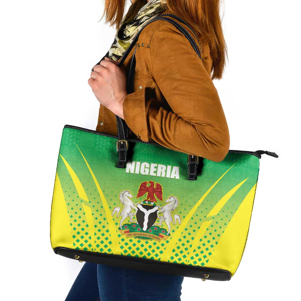 Nigeria Cricket Leather Tote Bag Come On Yellow Greens - Wonder Print Shop