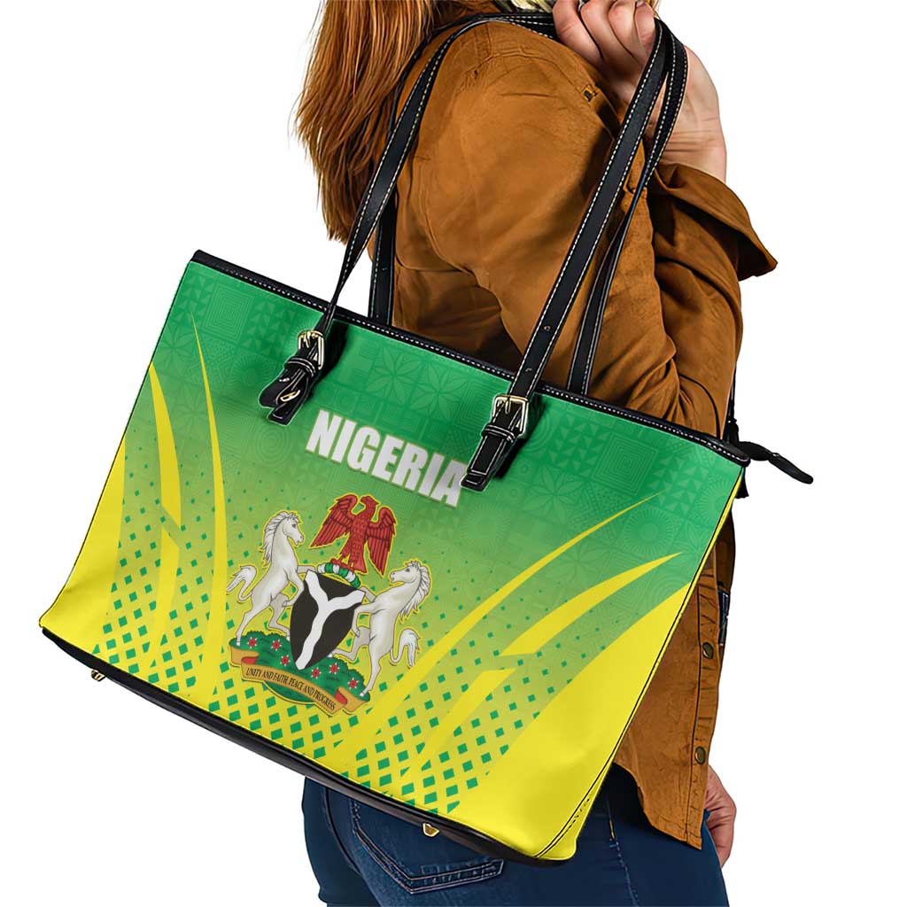 Nigeria Cricket Leather Tote Bag Come On Yellow Greens - Wonder Print Shop