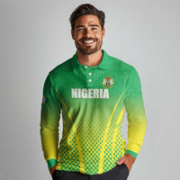 Custom Nigeria Cricket Long Sleeve Polo Shirt Come On Yellow Greens - Wonder Print Shop