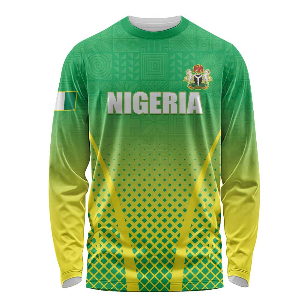 Custom Nigeria Cricket Long Sleeve Shirt Come On Yellow Greens - Wonder Print Shop