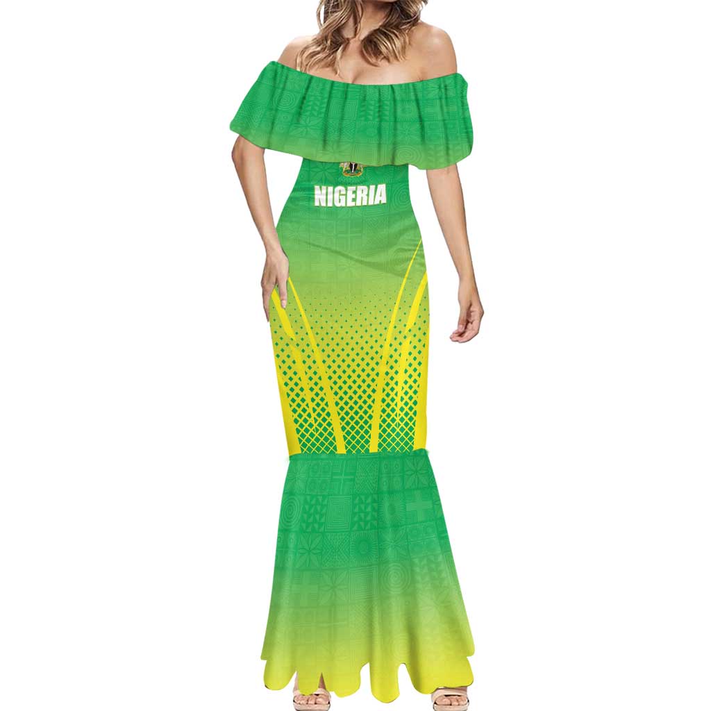 Custom Nigeria Cricket Mermaid Dress Come On Yellow Greens - Wonder Print Shop