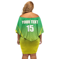 Custom Nigeria Cricket Off Shoulder Short Dress Come On Yellow Greens - Wonder Print Shop
