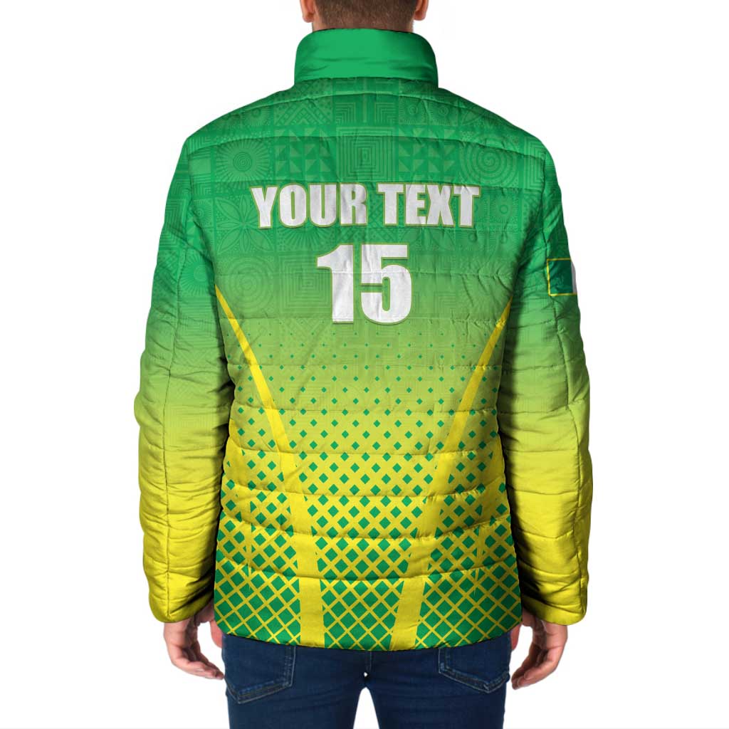 Custom Nigeria Cricket Padded Jacket Come On Yellow Greens - Wonder Print Shop