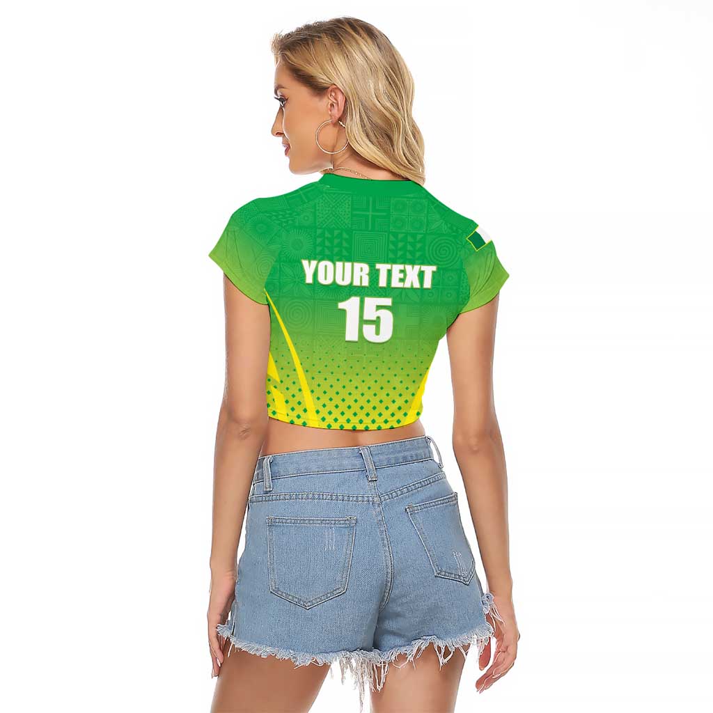 Custom Nigeria Cricket Raglan Cropped T Shirt Come On Yellow Greens - Wonder Print Shop