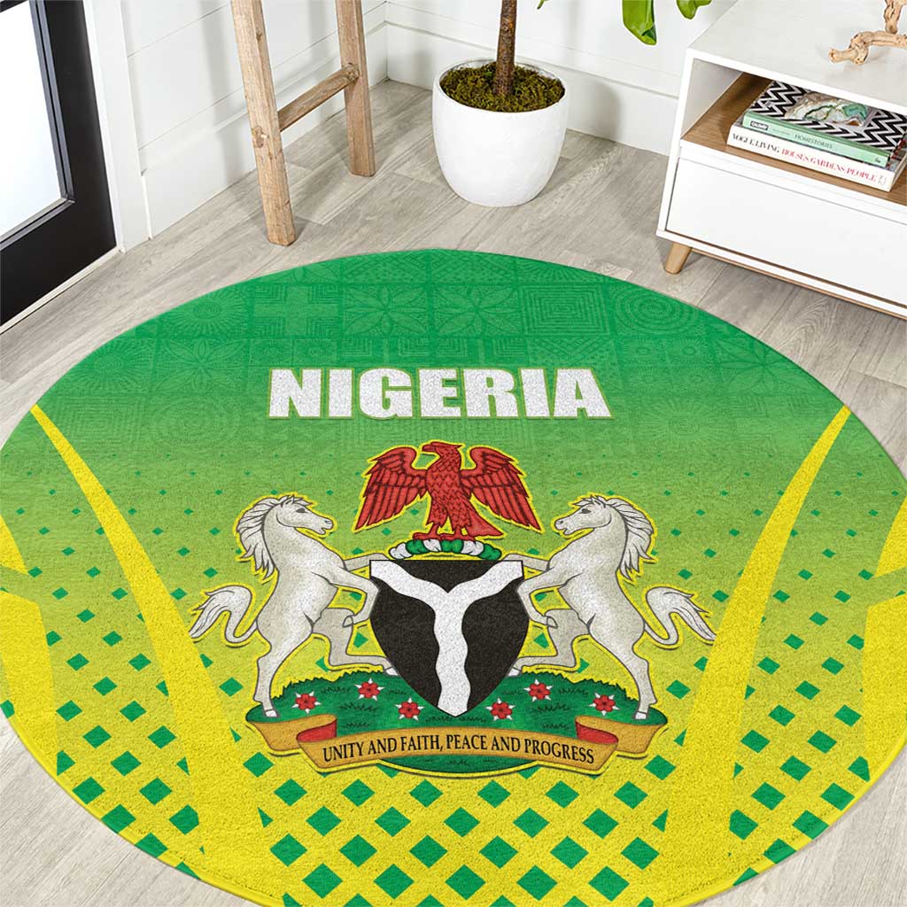 Nigeria Cricket Round Carpet Come On Yellow Greens - Wonder Print Shop