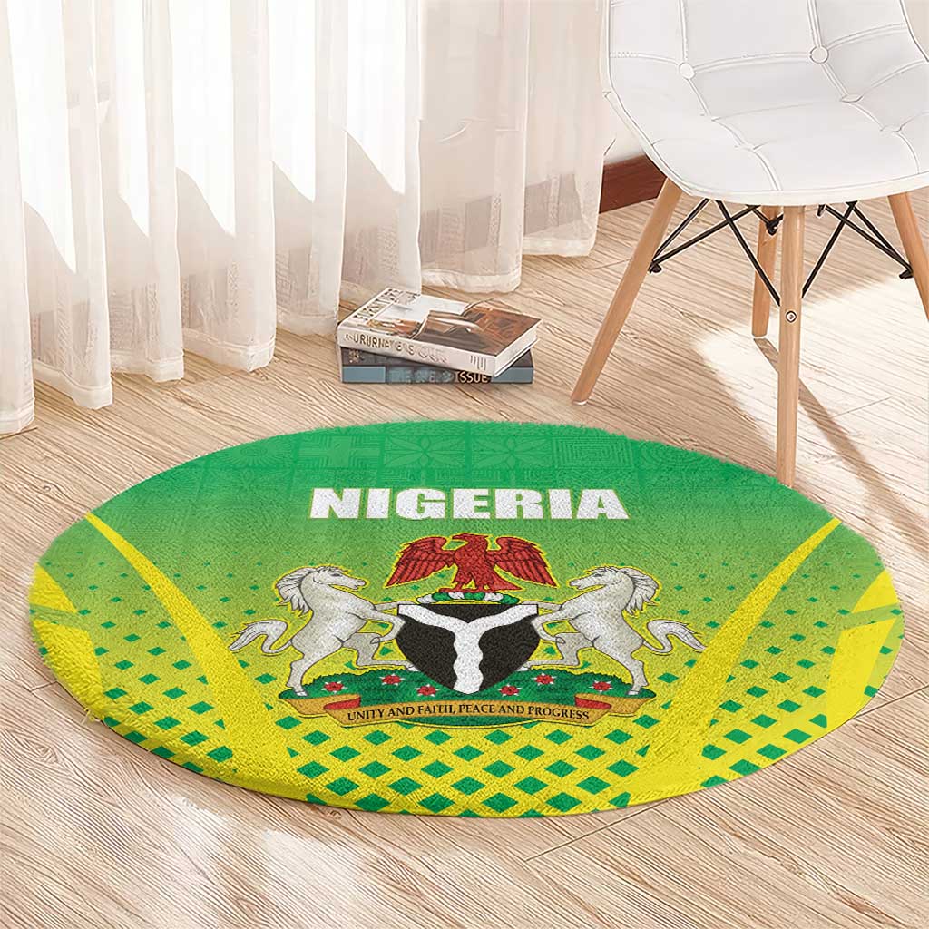 Nigeria Cricket Round Carpet Come On Yellow Greens - Wonder Print Shop