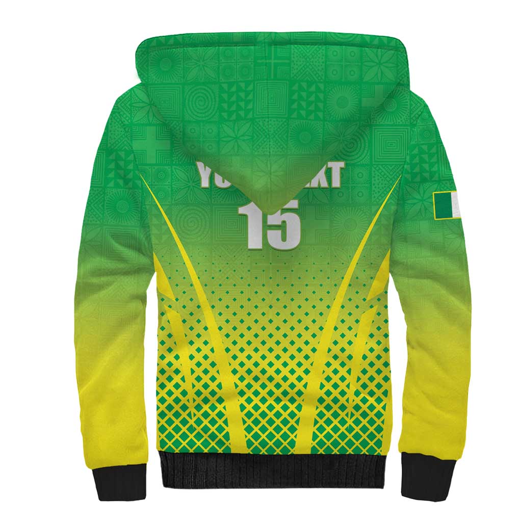 Custom Nigeria Cricket Sherpa Hoodie Come On Yellow Greens - Wonder Print Shop