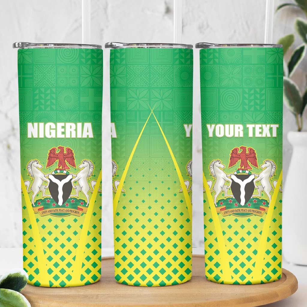 Custom Nigeria Cricket Skinny Tumbler Come On Yellow Greens - Wonder Print Shop