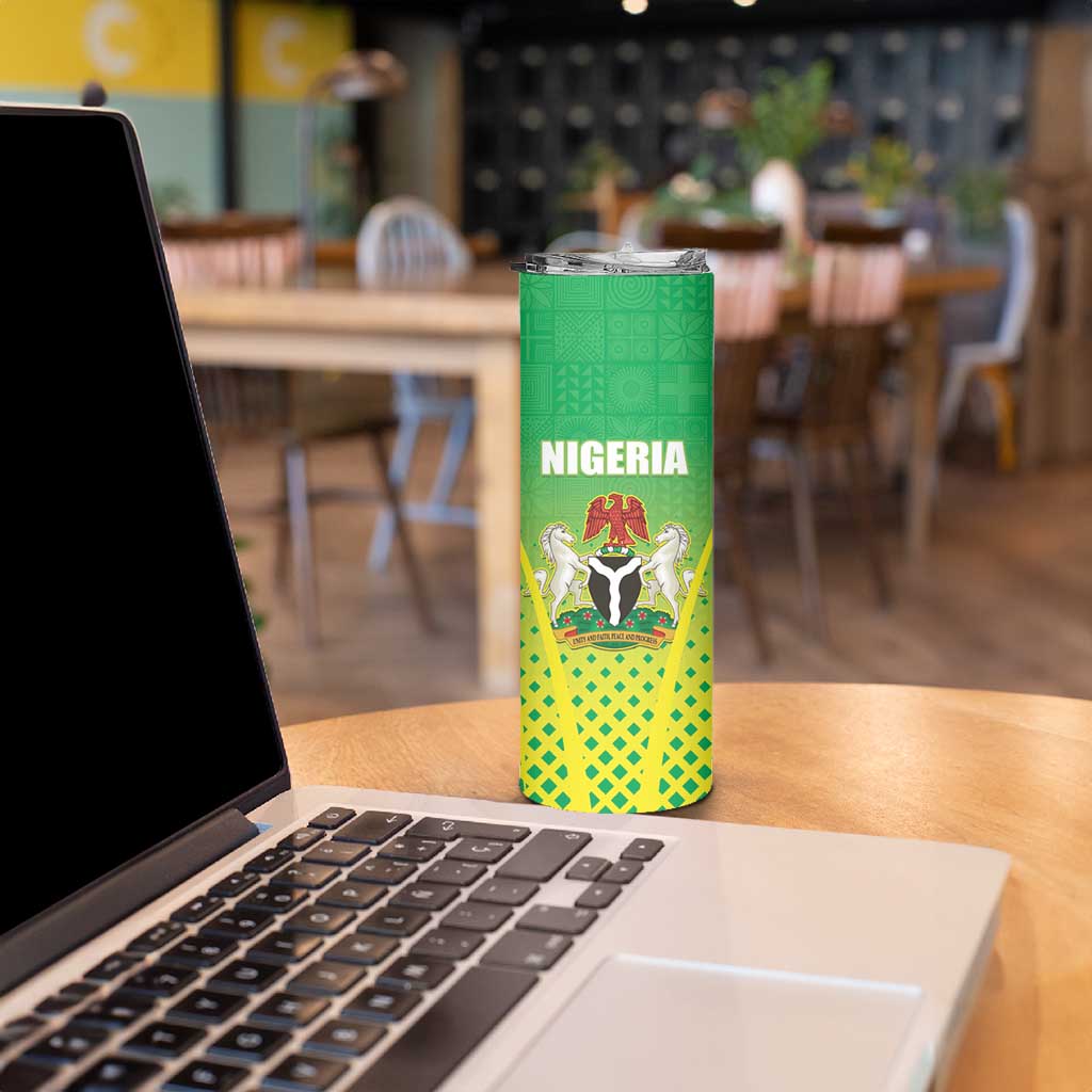 Custom Nigeria Cricket Skinny Tumbler Come On Yellow Greens - Wonder Print Shop