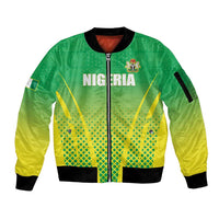 Custom Nigeria Cricket Sleeve Zip Bomber Jacket Come On Yellow Greens - Wonder Print Shop