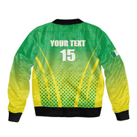Custom Nigeria Cricket Sleeve Zip Bomber Jacket Come On Yellow Greens - Wonder Print Shop