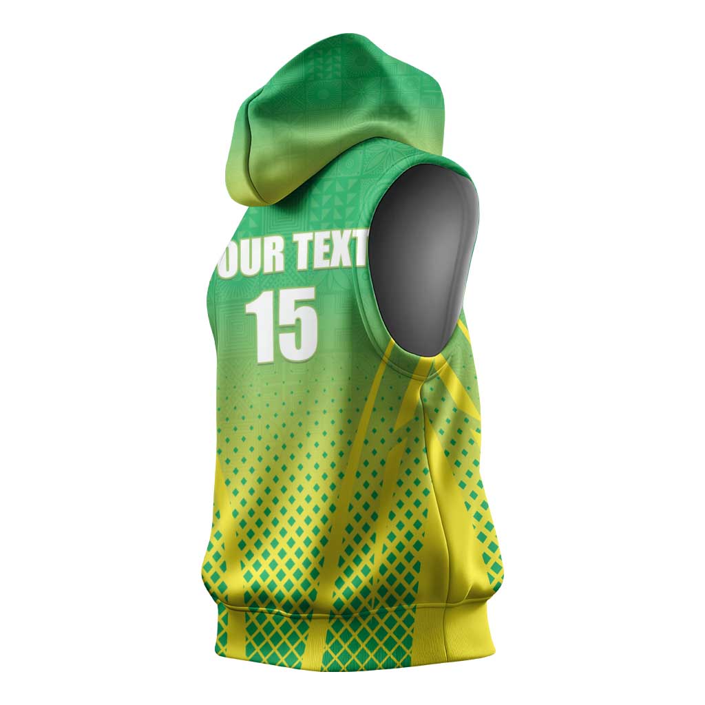 Custom Nigeria Cricket Sleeveless Hoodie Come On Yellow Greens - Wonder Print Shop