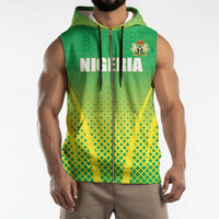 Custom Nigeria Cricket Sleeveless Zip Hoodie Come On Yellow Greens - Wonder Print Shop