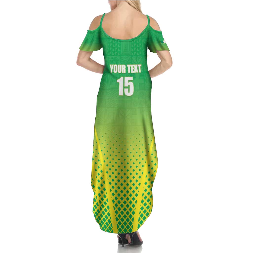 Custom Nigeria Cricket Summer Maxi Dress Come On Yellow Greens - Wonder Print Shop