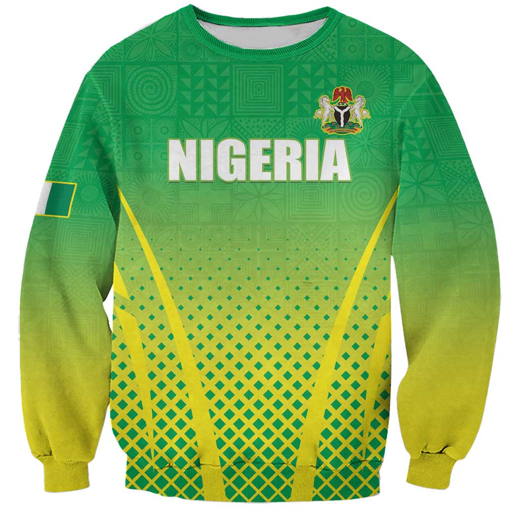 Custom Nigeria Cricket Sweatshirt Come On Yellow Greens - Wonder Print Shop