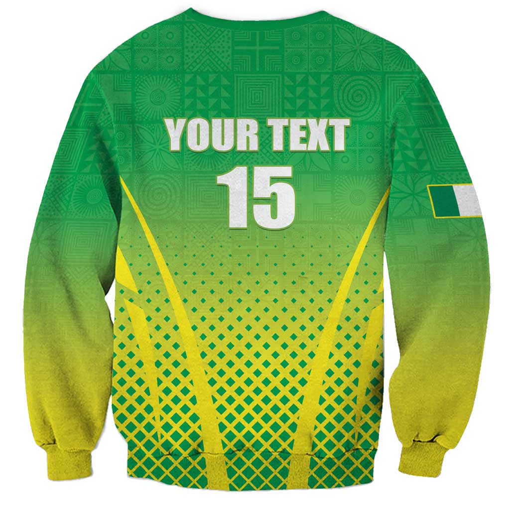 Custom Nigeria Cricket Sweatshirt Come On Yellow Greens - Wonder Print Shop