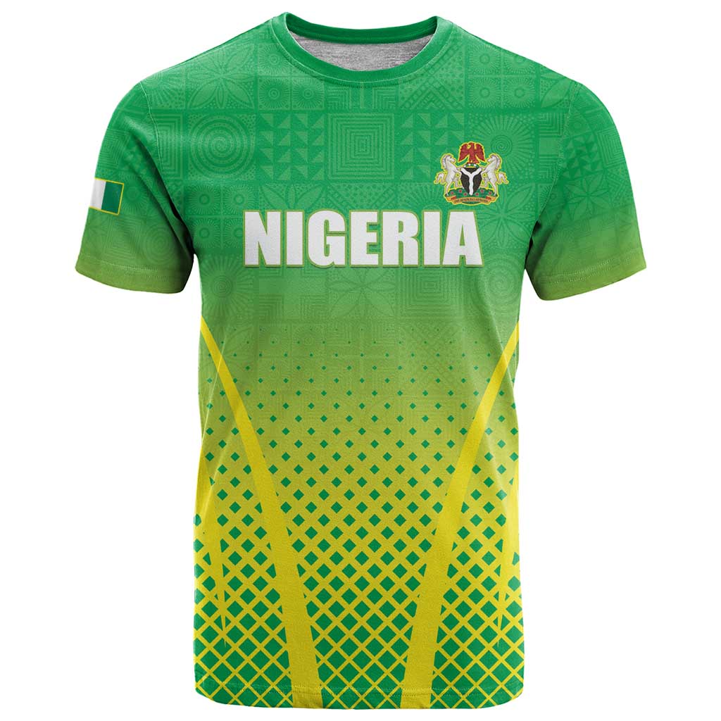 Custom Nigeria Cricket T Shirt Come On Yellow Greens - Wonder Print Shop