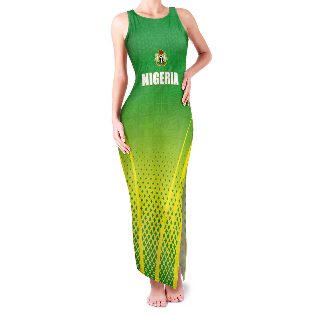 Custom Nigeria Cricket Tank Maxi Dress Come On Yellow Greens - Wonder Print Shop