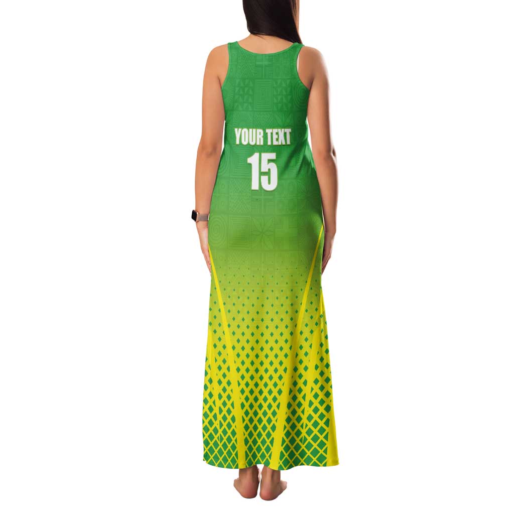 Custom Nigeria Cricket Tank Maxi Dress Come On Yellow Greens - Wonder Print Shop