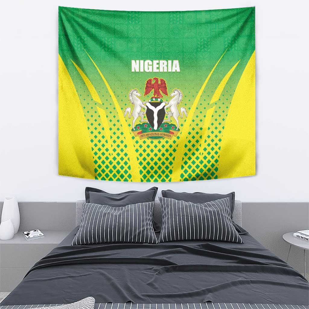 Nigeria Cricket Tapestry Come On Yellow Greens - Wonder Print Shop
