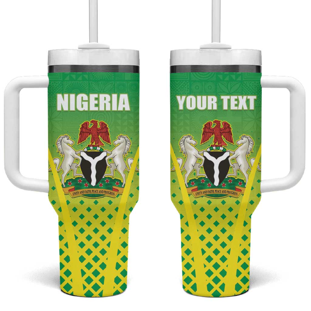 Custom Nigeria Cricket Tumbler With Handle Come On Yellow Greens - Wonder Print Shop